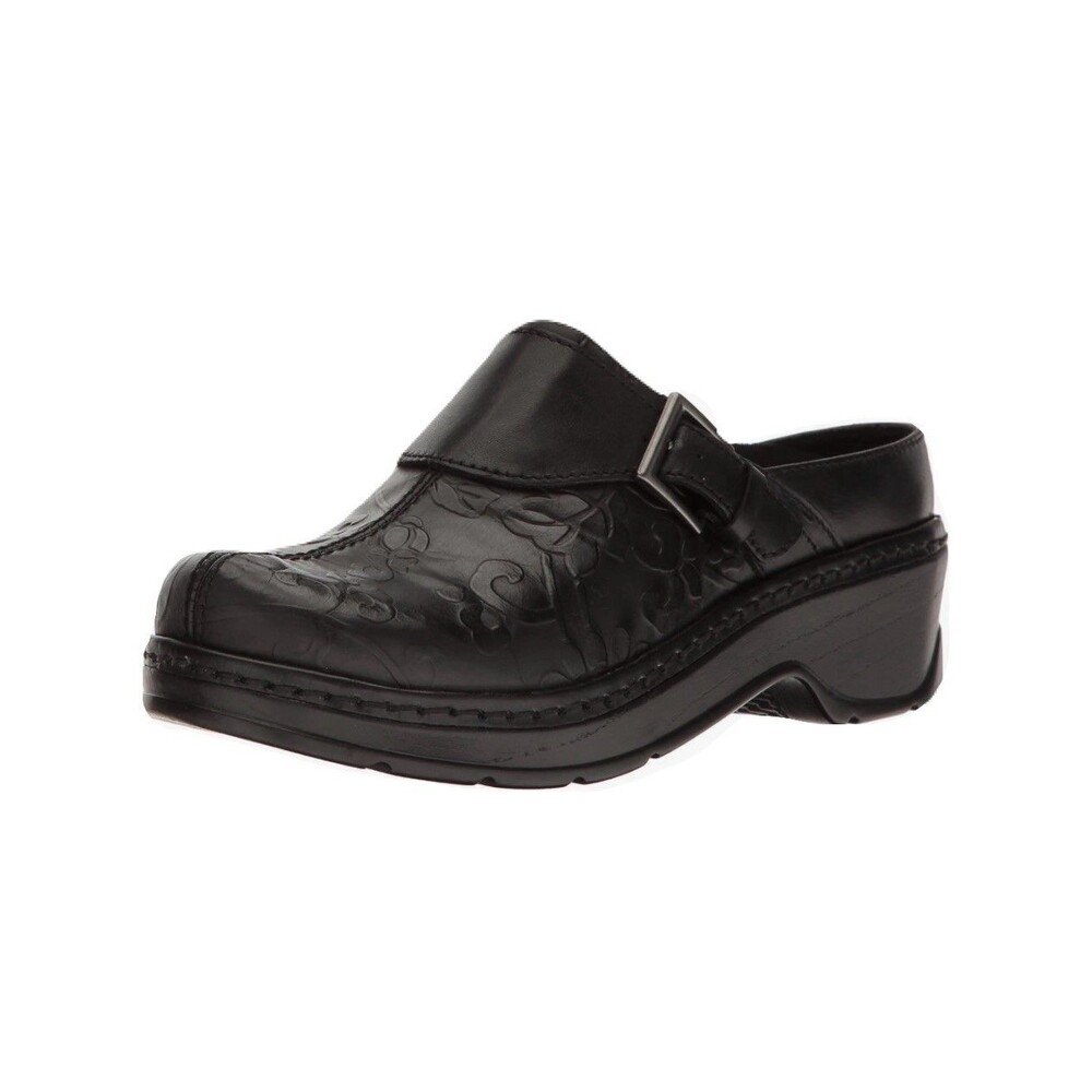 NEW Klogs Austin Womens Size 6.5 Black Floral Tooled Leather Clog Comfort Shoes